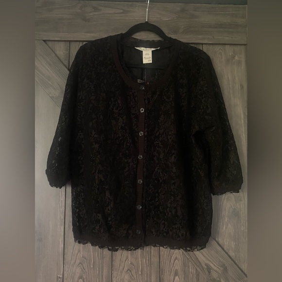 American Rag Classic Black lace 3/4 sleeve cardigan, NWT, sz 3X - Picture 3 of 8
